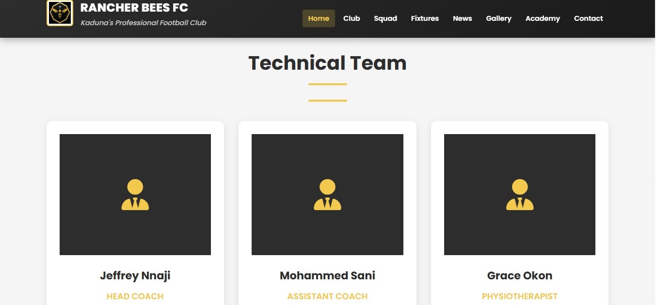 Mockup for Ranchers Bees FC Professional Club Platform
