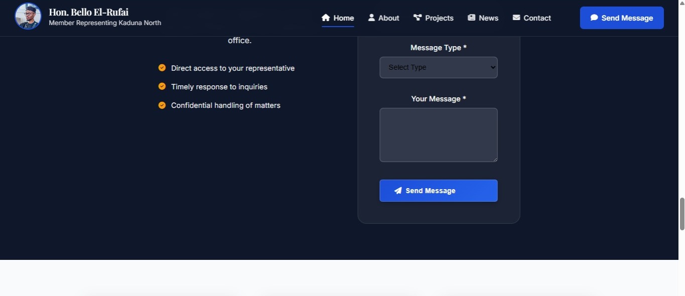 Mockup for Hon. Bello El-Rufai Constituency Management System